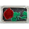 Image 1 : ONE OZ .999 ENAMELED RED ROSE  SILVER BAR