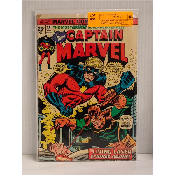 CAPTAIN MARVEL #35 --- 1ST MARVEL VALUE STAMP