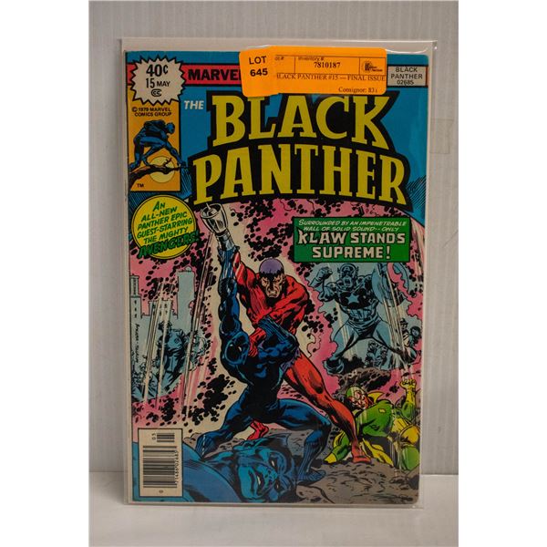 BLACK PANTHER #15 --- FINAL ISSUE