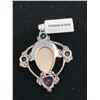 Image 2 : BALI PRINCESS COLLECTION CARVED BONE IMAGE, AMETHYST, BLUE TOPAZ, RUBY PENDANT WITHOUT CHAIN IN S...