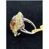 Image 2 : ALEXITE (CUSH 5.60CT) HEBEI PERIDOT RING IN PLATINUM OVERLAY STERLING SILVER NICKEL FREE (SIZE 7)...