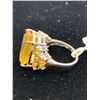 Image 2 : CANARY YELLOW FLUORITE (OVL 13.70 CT) BRAZILIAN CITRINE RING IN PLATINUM OVERLAY STERLING SILVER ...