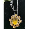 Image 2 : CANARY YELLOW FLUORITE (OVAL 6.60 CT) BRAZILIAN CITRINE PENDANT WITH 20" CHAIN IN