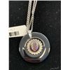 Image 2 : TITANIUM PURPLE DRUZY QUARTZ (RND) BLACK ONYX PENDANT WITH 18" CHAIN IN STERLING