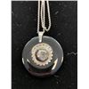 Image 2 : DRUZY QUARTZ (RND), BLACK ONYX PENDANT WITH CHAIN (18") IN STERLING SILVER NICKEL FREE