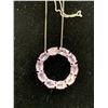 Image 2 : ROSE DE FRANCE AMETHYST (OVAL) CIRCLE PENDANT WITH 20" CHAIN IN PLATINUM OVERLAY STERLING