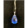 Image 2 : CHINESE BLUE FLUORITE (PEAR) SOLITAIRE PENDANT WITH 20" CHAIN IN PLATINUM OVERLAY