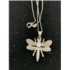 Image 2 : SWISS MARCASITE (RND), SIMULATED DIAMOND DRAGONFLY PENDANT WITH CHAIN (18") IN