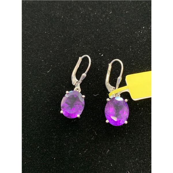 AMETHYST (OVL) LEVER BACK EARRINGS IN PLATINUM OVERLAY STERLING SILVER NICKEL FREE TGW 7.75 CTS