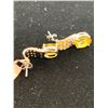 Image 2 : CANARY YELLOW FLUORITE (OVL) BRAZILIAN CITRINE, WHITE TOPAZ EARRINGS IN STERLING SILVER NICKEL FR...