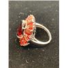 Image 2 : MOZAMBIQUE GARNET (OVL 7.40 CT), DIAMOND RING IN PLATINUM OVERLAY STERLING SILVER NICKEL FREE (SI...