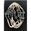 Image 1 : ENHANCED BLACK AGATE AND FRESHWATER PEARL ENDLESS NECKLACE 64"