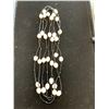 Image 1 : FRESHWATER PEARL, BLACK GLASS ENDLESS NECKLACE 78"