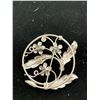 Image 2 : BOND BOYD 2 OVAL CRYSTAL FLOWER & LEAF BROOCH IN 925 STERLING SILVER