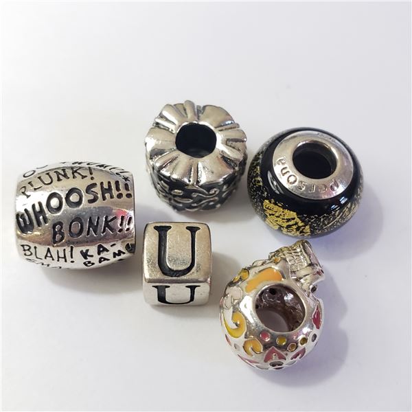 SILVER PANDORA STYLE PACK OF 5 BEADS