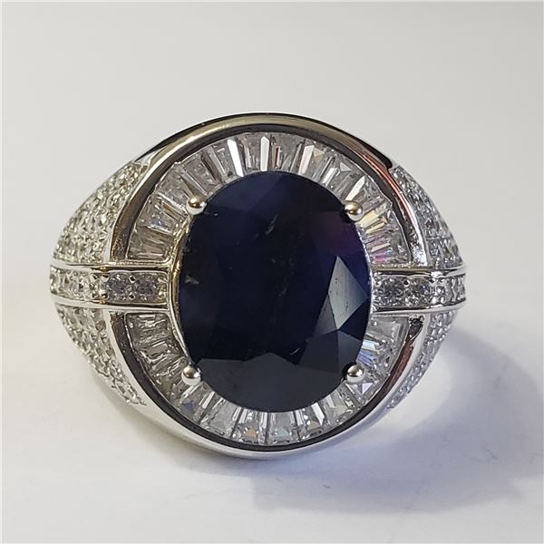 SILVER RHODIUM PLATED SAPPHIRE(4.15CT) RING