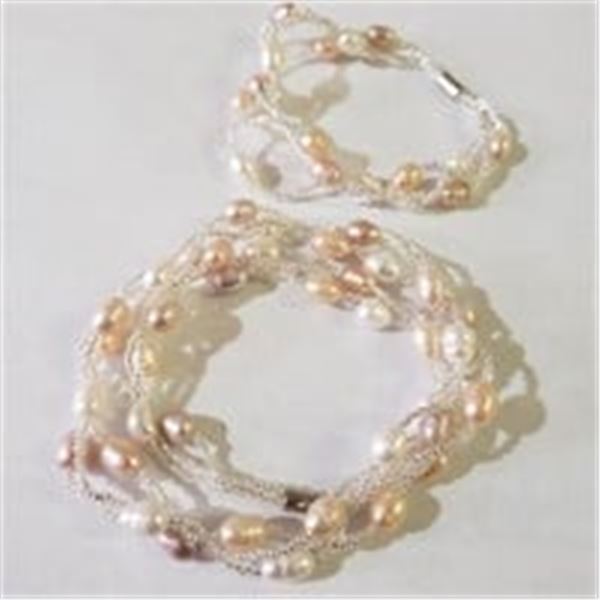 SILVER FRESHWATER PEARL SET