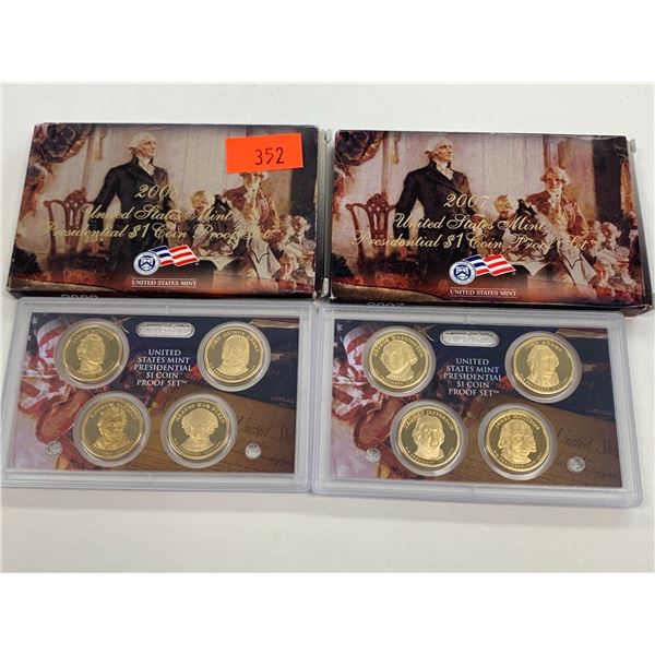 2007 AND 2008 UNITED STATES PRESIDENT PROOF COIN SETS