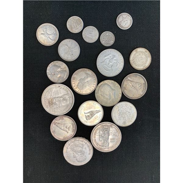 ASSORTED SILVER COINS; CANADA, US AND MEXICO