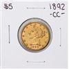 Image 1 : 1892-CC $5 Liberty Head Half Eagle Gold Coin