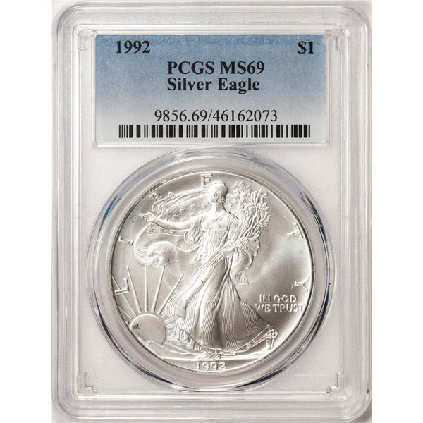 1992 $1 American Silver Eagle Coin PCGS MS69