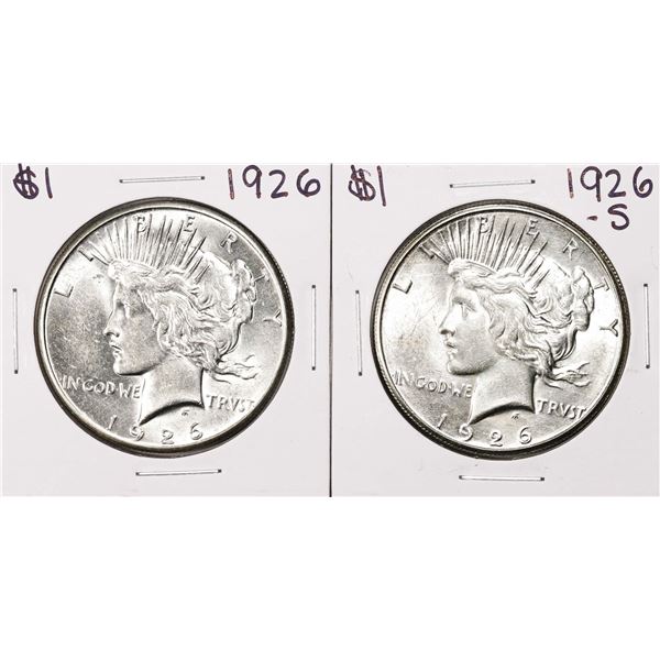 Lot of 1926 & 1926-S $1 Peace Silver Dollar Coins