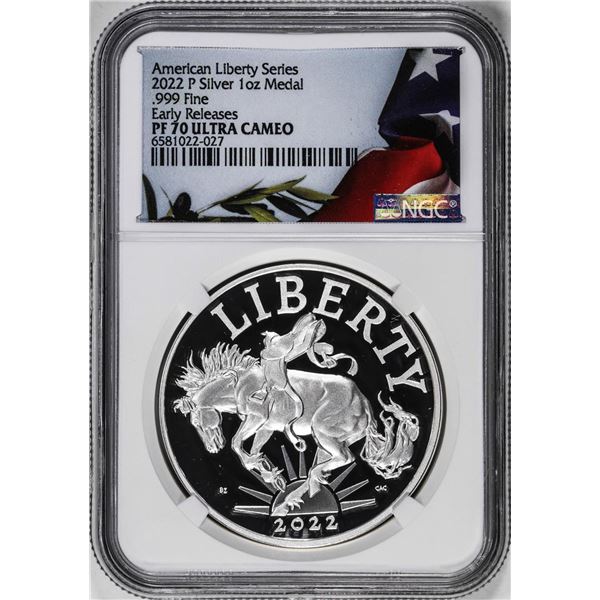 2022-P Liberty Series 1oz Silver Medal NGC PF70 Ultra Cameo Early Releases