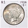 Image 1 : 1934-D $1 Peace Silver Dollar Coin