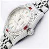 Image 6 : Rolex Ladies Stainless Steel Silver Index Ruby and Diamond Datejust Wristwatch