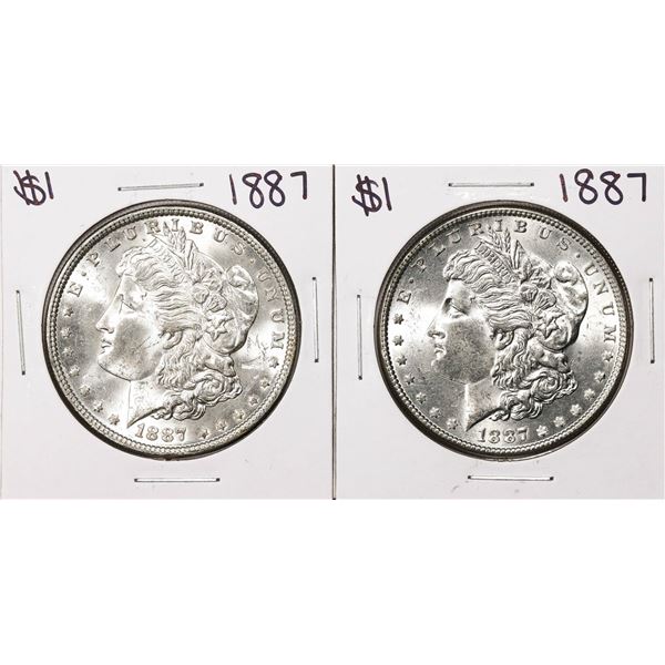 Lot of (2) 1887 $1 Morgan Silver Dollar Coins