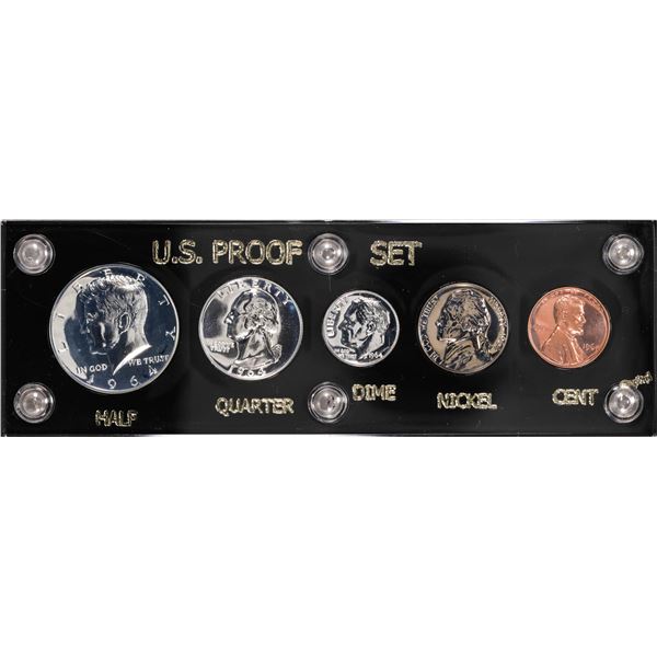 1964 (5) Coin Proof Set w/ Accented Hair Half Dollar