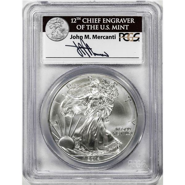 2014 $1 American Silver Eagle Coin PCGS MS69 First Strike Mercanti Signature