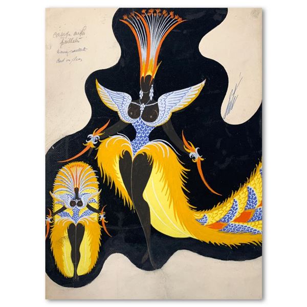Erte (1892-1990) "Oiseaux" Original Watercolor on Paper