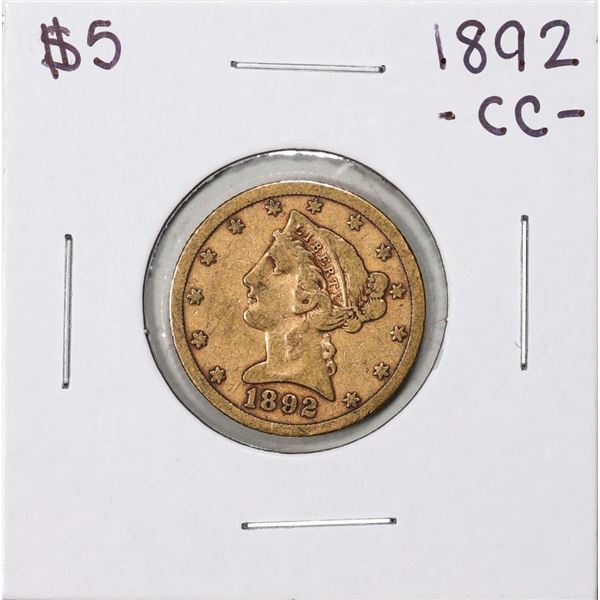 1892-CC $5 Liberty Head Half Eagle Gold Coin