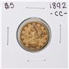 Image 1 : 1892-CC $5 Liberty Head Half Eagle Gold Coin