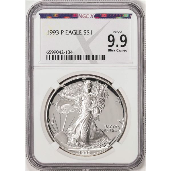 1993-P $1 Proof American Silver Eagle Coin NGCX Proof 9.9 Ultra Cameo