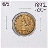 Image 1 : 1892-CC $5 Liberty Head Half Eagle Gold Coin