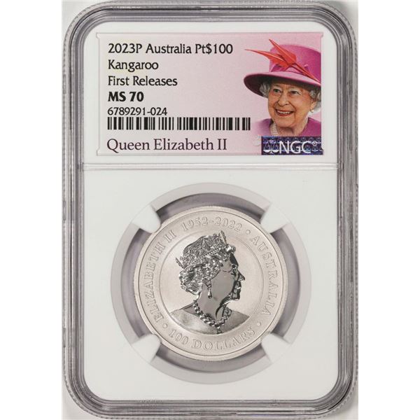 2023P Australia $100 Kangaroo 1oz Platinum Coin NGC MS70 First Releases