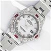 Image 2 : Rolex Ladies Stainless Steel White Roman Ruby and Diamond Datejust Wristwatch