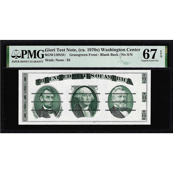 Circa 1970's Washington Center Giori Test Note PMG Superb Gem Uncirculated 67EPQ