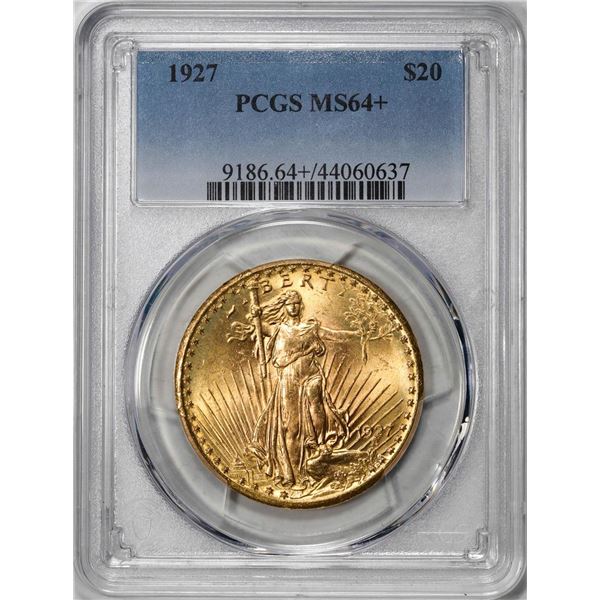 1927 $20 St. Gaudens Double Eagle Gold Coin PCGS MS64+