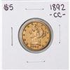 Image 1 : 1892-CC $5 Liberty Head Half Eagle Gold Coin