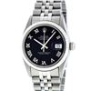 Image 2 : Rolex Mens Stainless Steel Black Roman Datejust Wristwatch