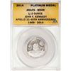 Image 1 : 2014 Proof 1/2 oz Platinum JFK Apollo 11 Anniversary Medal ANACS MS69