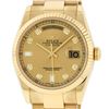 Image 2 : Rolex Men's 18K Yellow Gold Champagne Diamond Day Date President Wristwatch