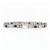 Image 3 : Antique Art Deco 18k Gold 1.10 ctw European Diamond & Syn. Sapphire Line Bracele