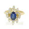 Image 2 : Estate 18k Yellow Gold EGL Certified Royal Blue Sapphire & Diamond Cocktail Ring