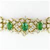 Image 2 : Vintage 18k Gold 7.68 ctw VERY FINE Oval Emerald & Round Diamond Chain Bracelet