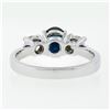 Image 7 : New 14K Gold 1.53 ctw Oval Sapphire Round Diamond 3 Three Stone Engagement Ring