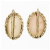 Image 3 : Vintage 14k Gold Oval Cabochon Pink Angel Skin Coral Twisted Frame Drop Earrings